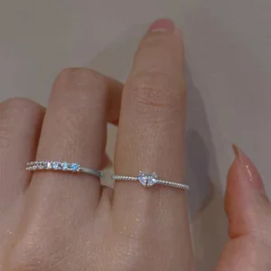2 peças Anel Prata ou Dourado com Decoração de Zircão